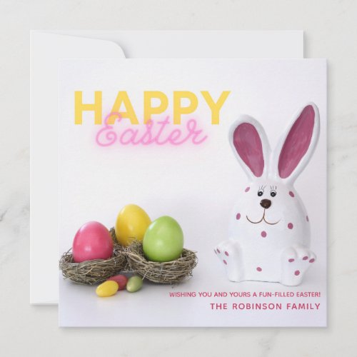 Happy Easter Bunny Figurine  Holiday Card