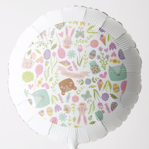 Happy Easter Bunny Floral Pattern Balloon
