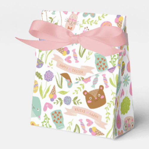 Happy Easter Bunny Floral Pattern Favor Boxes