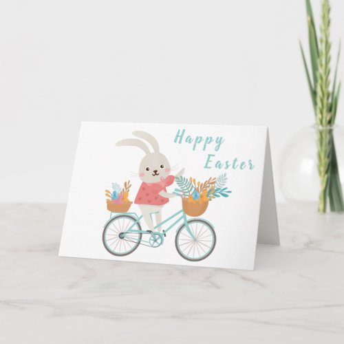 Happy Easter Bunny Floral Retro Postcard
