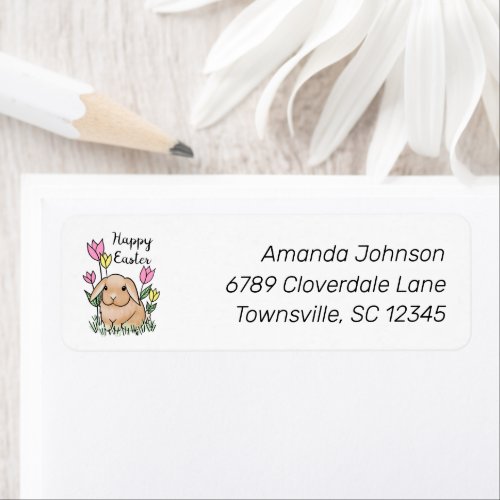 Happy Easter Bunny Floral Return Address Label