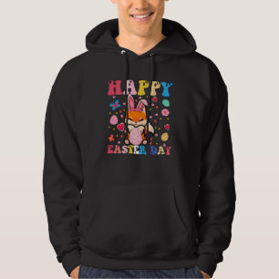 Happy Easter Bunny Fox Easter Day Groovy Hoodie