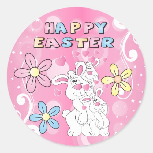 Happy Easter Bunny Fun Classic Round Sticker