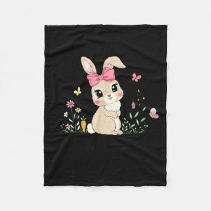 Happy easter bunny funny for kids boy girl womenHa Fleece Blanket