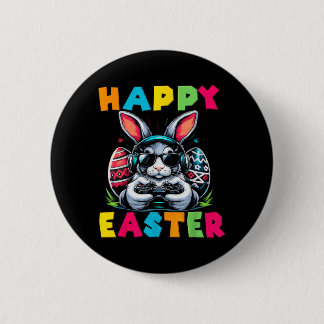 Happy Easter Bunny Funny Gaming Men Women Boys Button