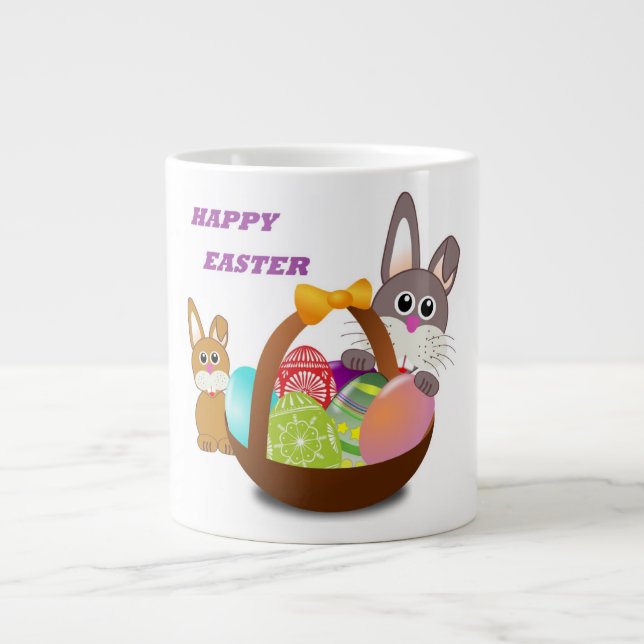 "HAPPY EASTER" BUNNY GIANT COFFEE MUG (Front)