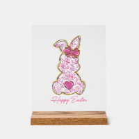 Happy Easter Bunny Girls Easter Women Pink Floral 