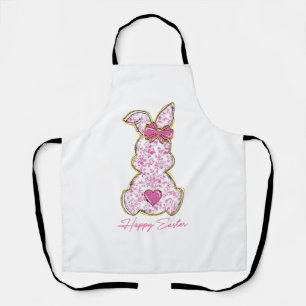 Happy Easter Bunny Girls Easter Women Pink Floral Apron