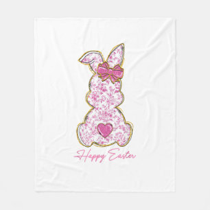 Happy Easter Bunny Girls Easter Women Pink Floral  Fleece Blanket