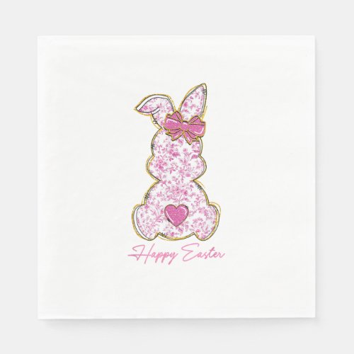 Happy Easter Bunny Girls Easter Women Pink Floral  Napkins