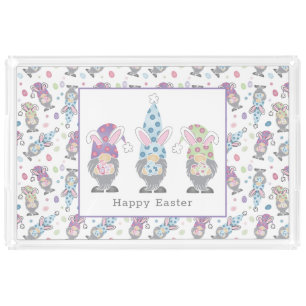 Happy Easter Bunny Gnomes Acrylic Tray