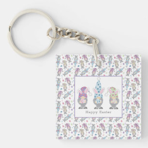 Happy Easter Bunny Gnomes Keychain