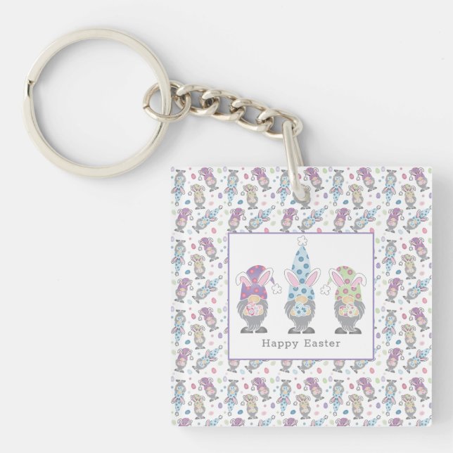 Happy Easter Bunny Gnomes Keychain (Front)