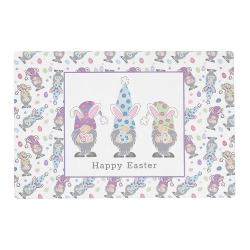 Happy Easter Bunny Gnomes Placemat