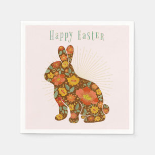 Happy Easter Bunny Gold Pink Colorful Napkins