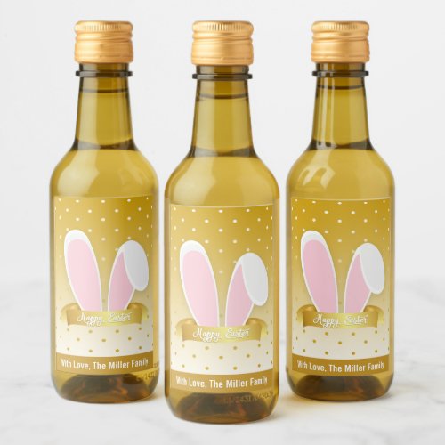 Happy Easter Bunny Golden Blue Mini Wine Label Set