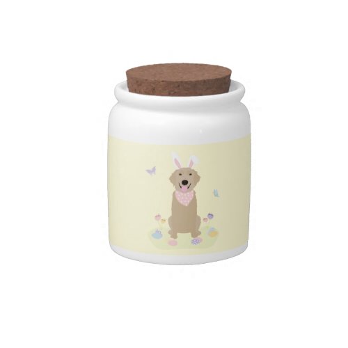 Happy Easter Bunny Golden Retriever Candy Jar