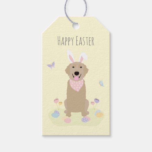 Happy Easter Bunny Golden Retriever Gift Tags