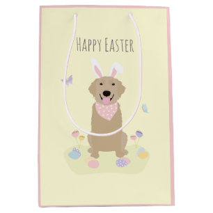 Happy Easter Bunny Golden Retriever Medium Gift Bag