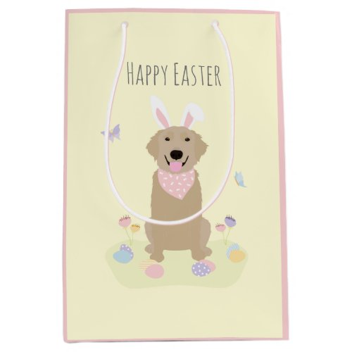 Happy Easter Bunny Golden Retriever Medium Gift Bag
