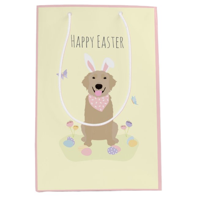 Happy Easter Bunny Golden Retriever Medium Gift Bag (Front)