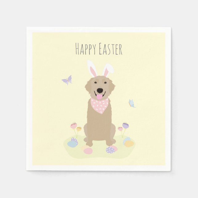 Happy Easter Bunny Golden Retriever Napkins (Front)