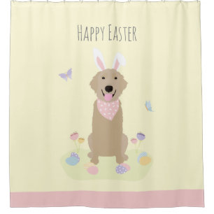 Happy Easter Bunny Golden Retriever Shower Curtain