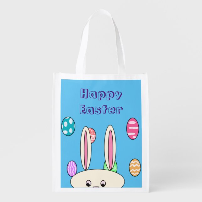 Happy Easter Bunny Grocery Bag (Front)