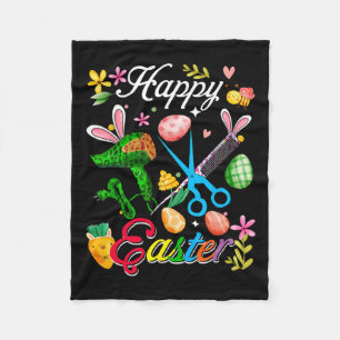 Happy Easter Bunny Hair Stylist Tools Job Team Hun Fleece Blanket