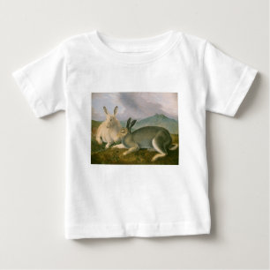 Happy Easter Bunny Hare Couple Watercolor Vintage Baby T-Shirt