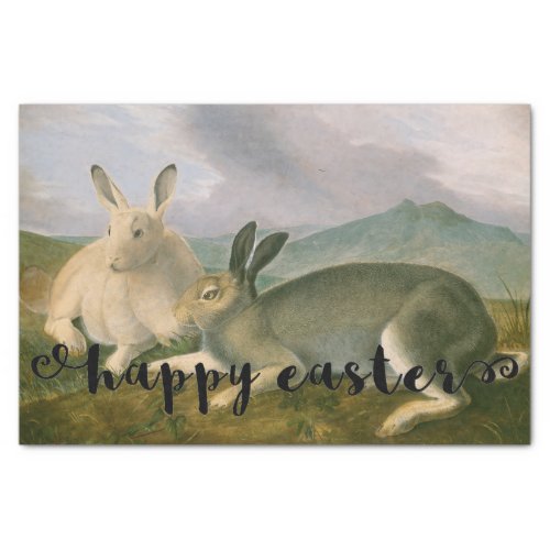 Happy Easter Bunny Hare Couple Watercolor Vintage Tissue Paper