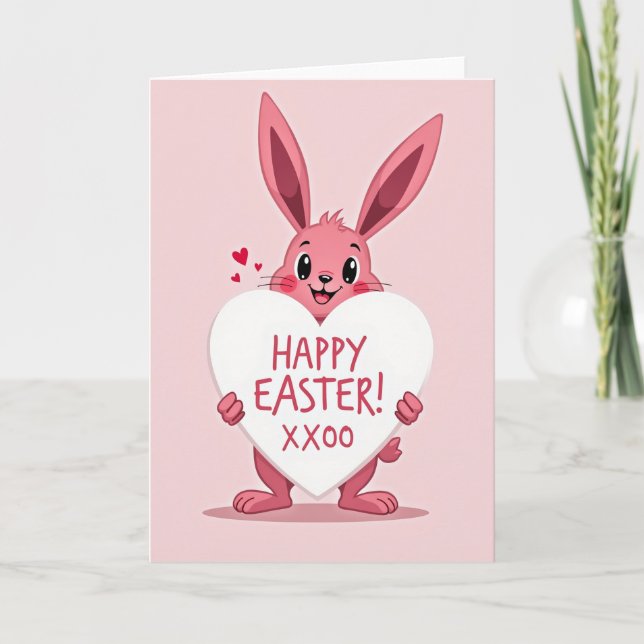 Happy Easter Bunny Hugs Card (Front)