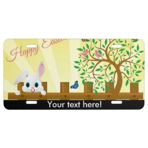 Happy Easter bunny illustration License Plate