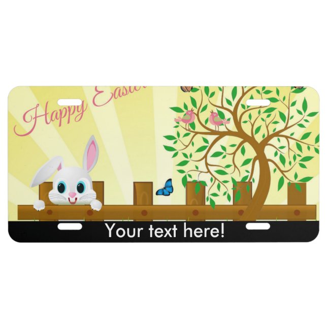 Happy Easter bunny illustration License Plate (Front)