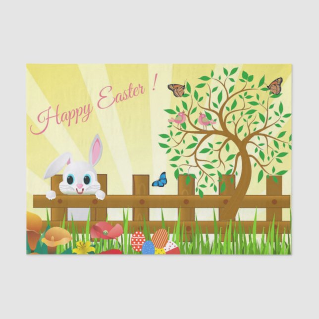Happy Easter bunny illustration Tissue Paper (Front)