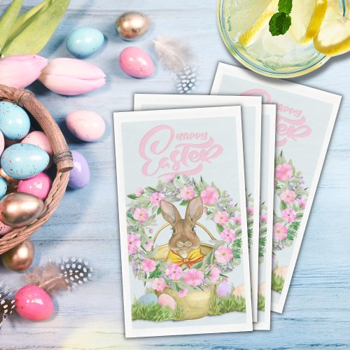 Happy Easter Bunny in a Bucket Paper Guest Towels