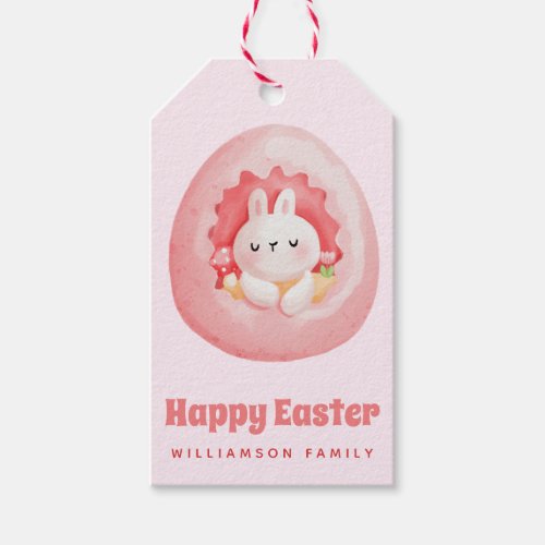 Happy Easter Bunny in a Pink Easter Egg  Gift Tags