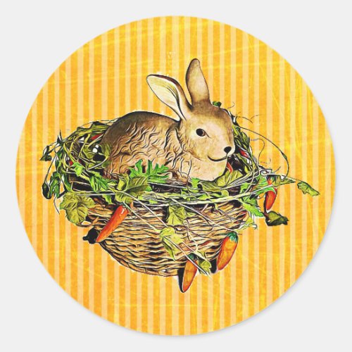 Happy Easter Bunny in Basket Stickers