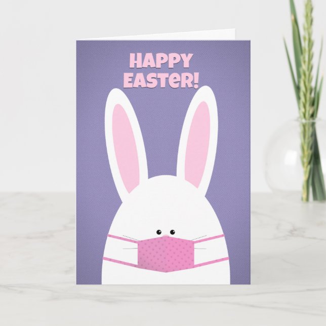 Happy Easter Bunny in Covid Face Mask Humor Holiday Card (Front)