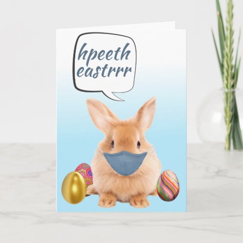 Happy Easter Bunny in  Face Mask Funny Card