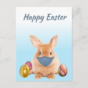 Happy Easter Bunny in Face Mask Postcard