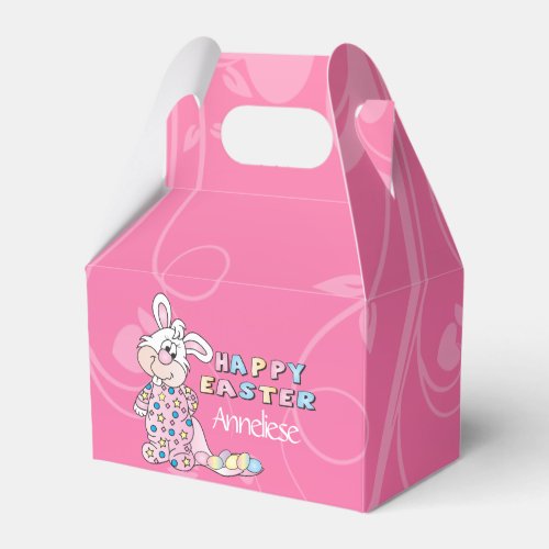 Happy Easter Bunny in Pretty Pink Favor Box
