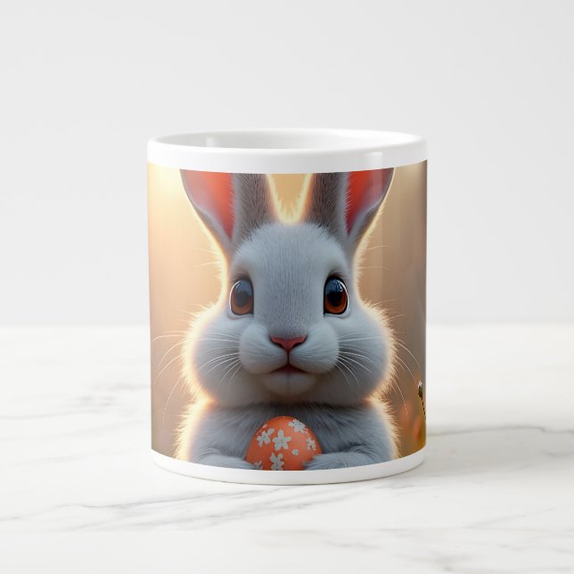 Happy Easter Bunny in the Magic of Spring Giant Coffee Mug (Front)