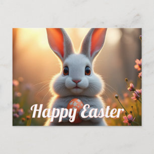 Happy Easter Bunny in the Magic of Spring Holiday Postcard
