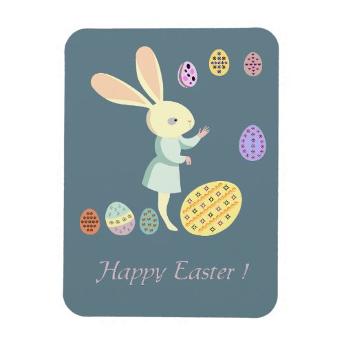 Happy Easter bunny juggling Easter eggs Magnet