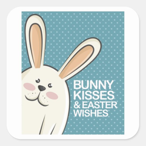 HAPPY EASTER BUNNY KISSES_EASTER WISHES SQUARE STICKER