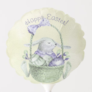 Happy Easter! Bunny Lavender and Mint Green Balloon