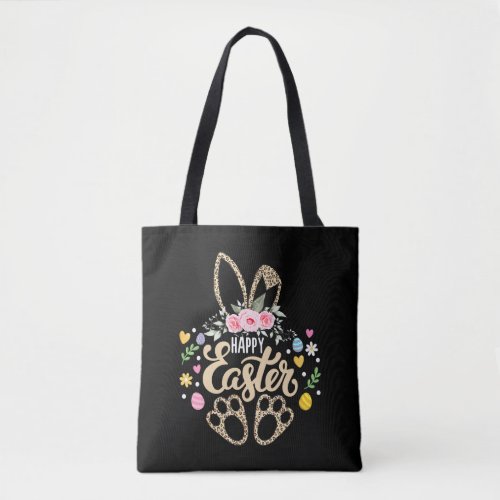 Happy Easter Bunny Leopard Easter Egg Hunt Easter Tote Bag