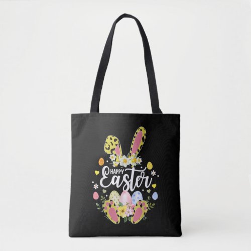 Happy Easter Bunny Leopard Easter Egg Hunt Squad E Tote Bag