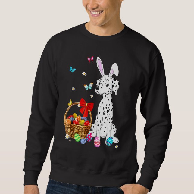 Happy Easter Bunny Llama Bringing Easter Egg Baske Sweatshirt (Front)